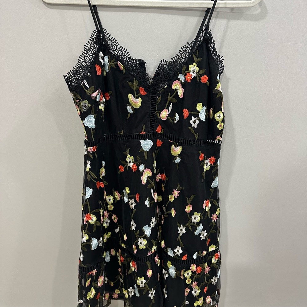 Jack by BB Dakota Black Mini Dress with Lace Trim